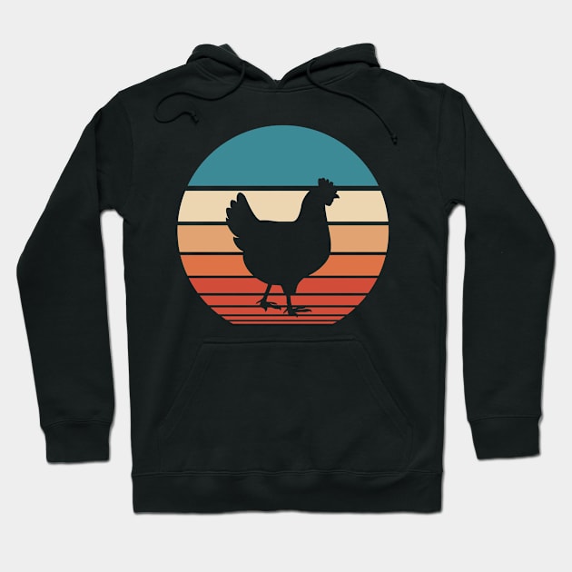 Chicken Retro Sunset Hoodie by FauQy